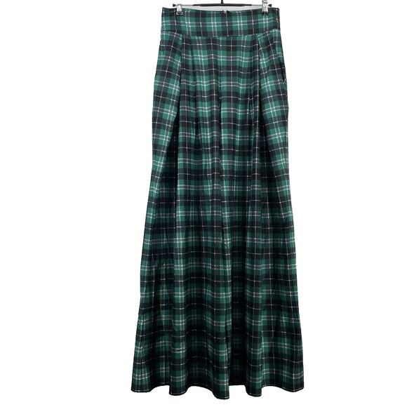 CQ by CQ Size M Super Wide Leg Pants Black Green Watch Tartan Plaid High Rise - Picture 1 of 8
